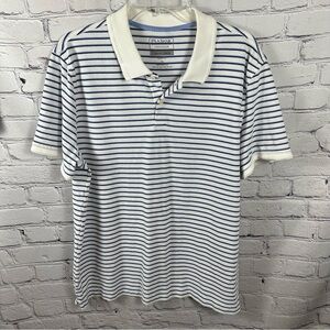 Jos. A. Bank Traveler TravelTech Collared Shirt Slim Fit Stripes White Blue XL